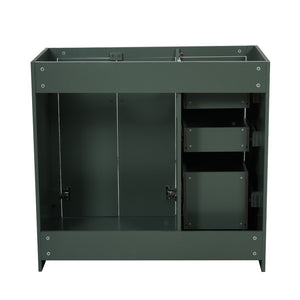 English Elm 36 Inch Freestanding Bathroom Vanity Solid Poplar Cabinet with Diamond Groove Soft Close Doors Green N710P460730F