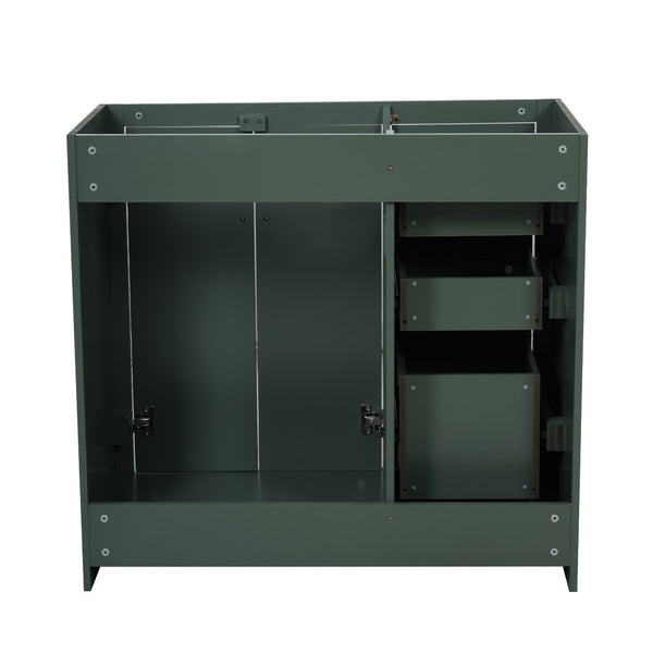 English Elm 36 Inch Freestanding Bathroom Vanity Solid Poplar Cabinet with Diamond Groove Soft Close Doors Green N710P460730F