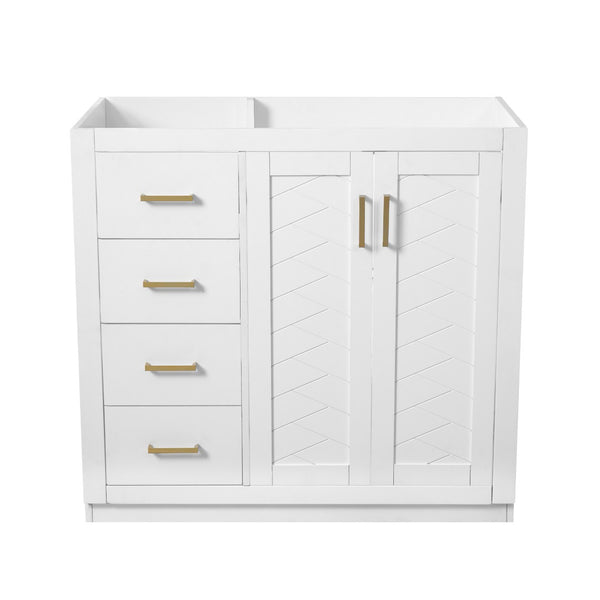 English Elm 36 Inch Freestanding Bathroom Vanity Solid Poplar Cabinet with Diamond Groove Soft Close Doors White N710P460730K