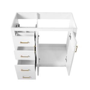 English Elm 36 Inch Freestanding Bathroom Vanity Solid Poplar Cabinet with Diamond Groove Soft Close Doors White N710P460730K