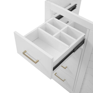 English Elm 36 Inch Freestanding Bathroom Vanity Solid Poplar Cabinet with Diamond Groove Soft Close Doors White N710P460730K