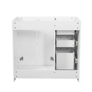 English Elm 36 Inch Freestanding Bathroom Vanity Solid Poplar Cabinet with Diamond Groove Soft Close Doors White N710P460730K