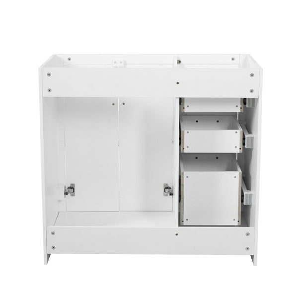 English Elm 36 Inch Freestanding Bathroom Vanity Solid Poplar Cabinet with Diamond Groove Soft Close Doors White N710P460730K