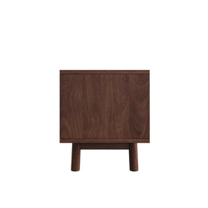 English Elm 70 Inch Mid Century Media Console with Wave Glass Doors Pine Legs and Two Drawers N710P461254P