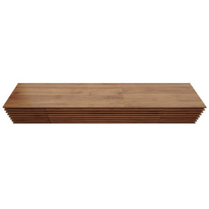 English Elm 86-Inch Walnut MDF Media Console with Slatted Flip Doors Soft Close Hinges Living Room N710P468994P