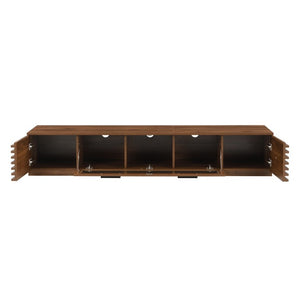 English Elm 70-Inch Walnut Finish Entertainment Center with RGB Lighting and Slatted Cabinet Doors N710P468995P