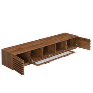 English Elm 70-Inch Walnut Finish Entertainment Center with RGB Lighting and Slatted Cabinet Doors N710P468995P