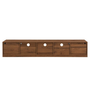 English Elm 70-Inch Walnut Finish Entertainment Center with RGB Lighting and Slatted Cabinet Doors N710P468995P