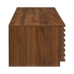 English Elm 70-Inch Walnut Finish Entertainment Center with RGB Lighting and Slatted Cabinet Doors N710P468995P