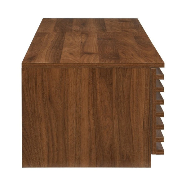 English Elm 70-Inch Walnut Finish Entertainment Center with RGB Lighting and Slatted Cabinet Doors N710P468995P