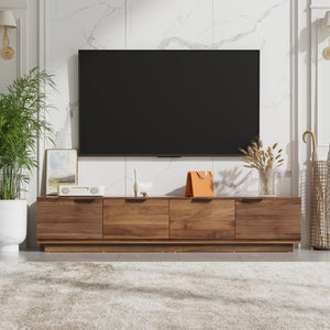 English Elm 78-Inch Walnut Fluted TV Stand with Soft Close Doors and Cable Management for Living Room N710P468996P