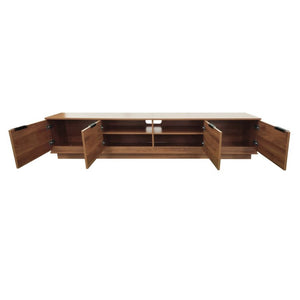 English Elm 78-Inch Walnut Fluted TV Stand with Soft Close Doors and Cable Management for Living Room N710P468996P