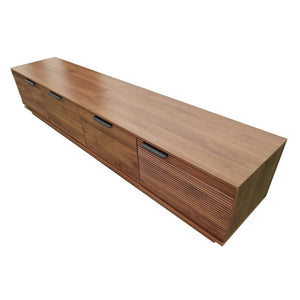English Elm 78-Inch Walnut Fluted TV Stand with Soft Close Doors and Cable Management for Living Room N710P468996P