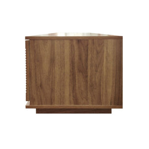 English Elm 78-Inch Walnut Fluted TV Stand with Soft Close Doors and Cable Management for Living Room N710P468996P
