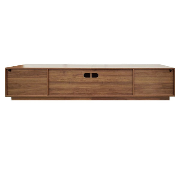 English Elm 78-Inch Walnut Fluted TV Stand with Soft Close Doors and Cable Management for Living Room N710P468996P