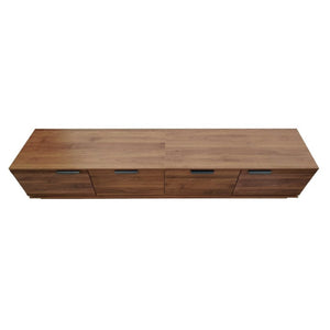 English Elm 78-Inch Walnut Fluted TV Stand with Soft Close Doors and Cable Management for Living Room N710P468996P