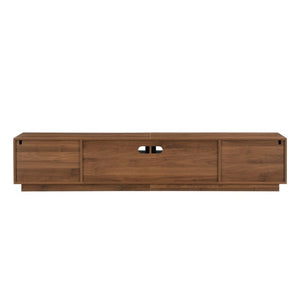 English Elm 78-Inch Walnut Fluted Panel TV Stand with Glass Doors and Soft Close Storage N710P468998P