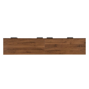 English Elm 78-Inch Walnut Fluted Panel TV Stand with Glass Doors and Soft Close Storage N710P468998P