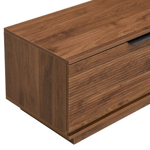 English Elm 78-Inch Walnut Fluted Panel TV Stand with Glass Doors and Soft Close Storage N710P468998P