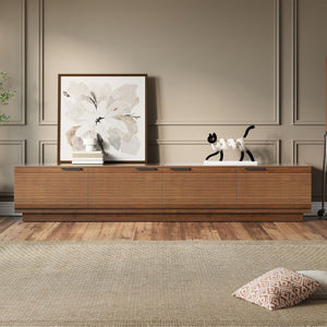 English Elm 78-Inch Fluted Walnut TV Console with Soft Close Cabinets for Living Room Spaces N710P468999P