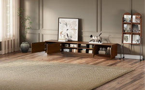 English Elm 78-Inch Fluted Walnut TV Console with Soft Close Cabinets for Living Room Spaces N710P468999P