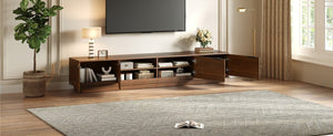 English Elm 78-Inch Fluted Walnut TV Console with Soft Close Cabinets for Living Room Spaces N710P468999P