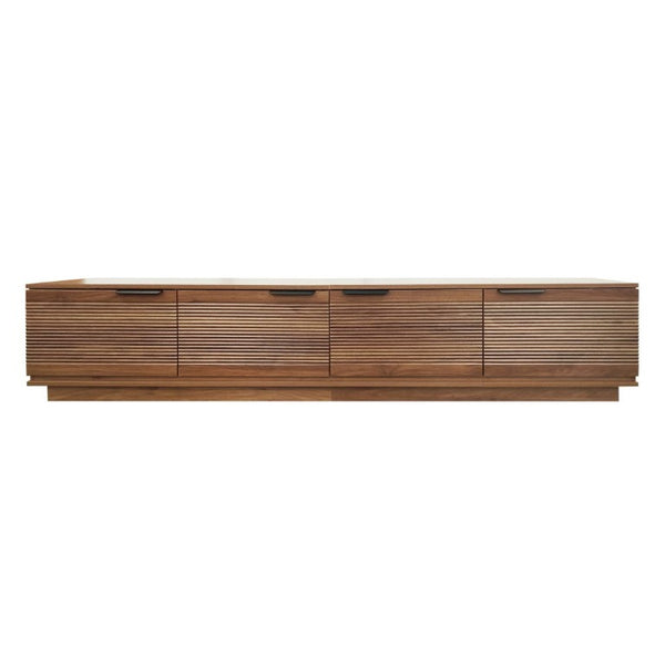 English Elm 78-Inch Fluted Walnut TV Console with Soft Close Cabinets for Living Room Spaces N710P468999P