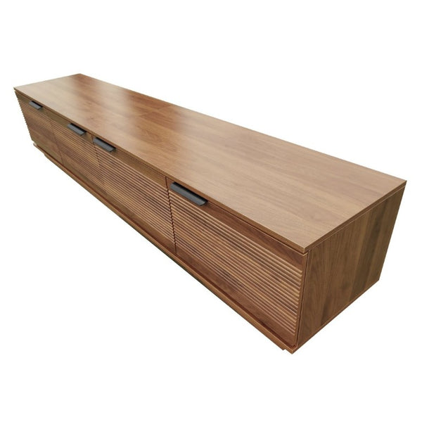 English Elm 78-Inch Fluted Walnut TV Console with Soft Close Cabinets for Living Room Spaces N710P468999P