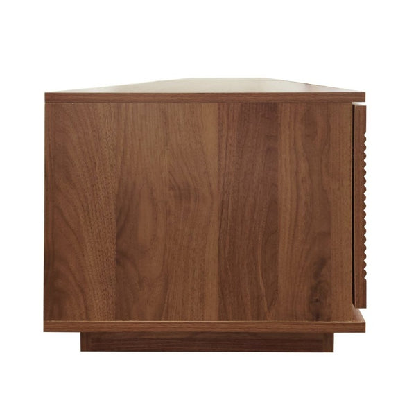 English Elm 78-Inch Fluted Walnut TV Console with Soft Close Cabinets for Living Room Spaces N710P468999P