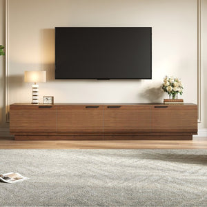 English Elm 78-Inch Fluted Walnut TV Console with Soft Close Cabinets for Living Room Spaces N710P468999P