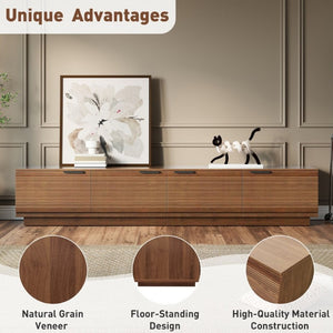 English Elm 78-Inch Fluted Walnut TV Console with Soft Close Cabinets for Living Room Spaces N710P468999P