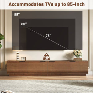 English Elm 78-Inch Fluted Walnut TV Console with Soft Close Cabinets for Living Room Spaces N710P468999P