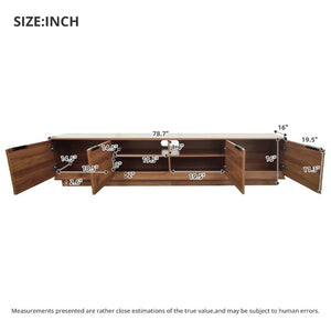 English Elm 78-Inch Fluted Walnut TV Console with Soft Close Cabinets for Living Room Spaces N710P468999P