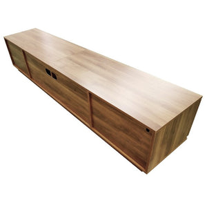 English Elm 78-Inch Rattan Panel Media Console Walnut Finish Modern Living Room Entertainment Unit N710P469000P