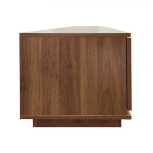 English Elm 78-Inch Rattan Panel Media Console Walnut Finish Modern Living Room Entertainment Unit N710P469000P