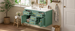 English Elm 36 Inch Wall Mounted Bathroom Vanity French Carved MDF Ceramic Sink Soft Close Storage N710P481823F