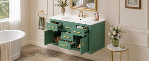 English Elm 36 Inch Wall Mounted Bathroom Vanity French Carved MDF Ceramic Sink Soft Close Storage N710P481823F