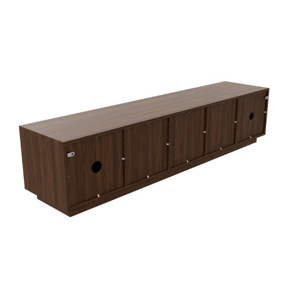 English Elm 70Inch Walnut Media Console with Solid Wood Legs Soft Close Doors and Cable Management 72.4 x 15.7 x 16.6 6 Drawers and 2 Cabinets Rattan Front N710P486448P