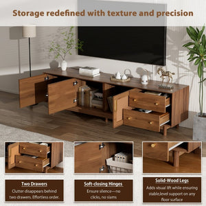 English Elm 70 Inch Media Console with Woven Rattan Doors Beveled Edge and Ash Wood Legs N710P486452Q