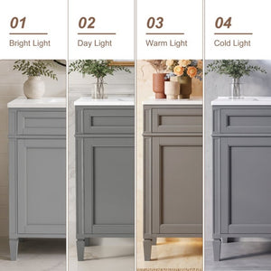 English Elm 36 Inch Modern Bathroom Vanity Ceramic Sink MDF Cabinet Soft Close Storage Drawers Grey N710P495511E