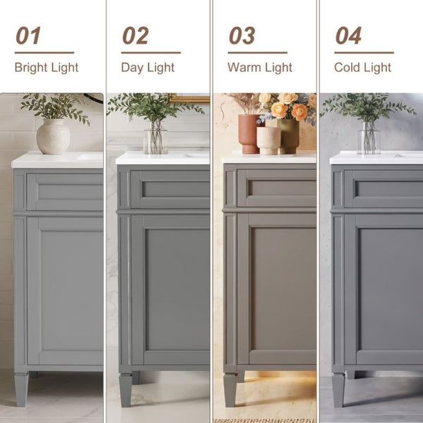 English Elm 36 Inch Modern Bathroom Vanity Ceramic Sink MDF Cabinet Soft Close Storage Drawers Grey N710P495511E