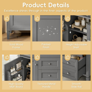 English Elm 36 Inch Modern Bathroom Vanity Ceramic Sink MDF Cabinet Soft Close Storage Drawers Grey N710P495511E
