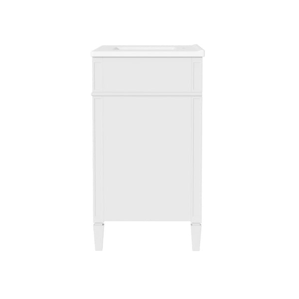 English Elm 36 Inch Modern Bathroom Vanity Ceramic Sink MDF Cabinet Soft Close Storage Drawers White N710P495511K