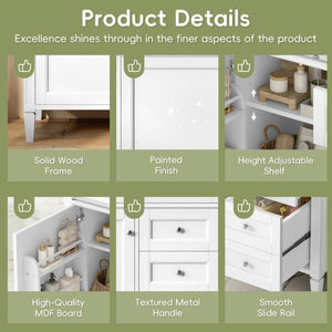 English Elm 36 Inch Modern Bathroom Vanity Ceramic Sink MDF Cabinet Soft Close Storage Drawers White N710P495511K