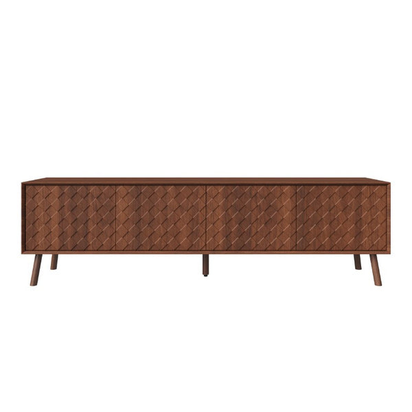English Elm 70Inch Walnut Media Console with Solid Wood Legs Soft Close Doors and Cable Management 70.8 x 15.7 x 20 Cabinets with Soft-Close Hinges N710P496284P