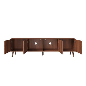 English Elm 70Inch Walnut Media Console with Solid Wood Legs Soft Close Doors and Cable Management 70.8 x 15.7 x 20 Cabinets with Soft-Close Hinges N710P496284P
