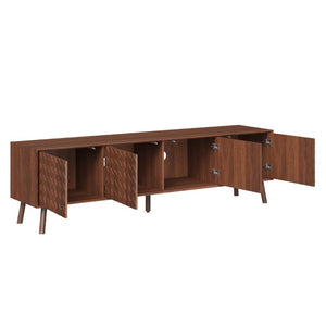 English Elm 70Inch Walnut Media Console with Solid Wood Legs Soft Close Doors and Cable Management 70.8 x 15.7 x 20 Cabinets with Soft-Close Hinges N710P496284P