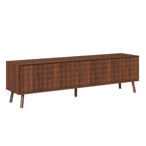 English Elm 70Inch Walnut Media Console with Solid Wood Legs Soft Close Doors and Cable Management 70.8 x 15.7 x 20 Cabinets with Soft-Close Hinges N710P496284P