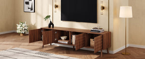 English Elm 70Inch Walnut Media Console with Solid Wood Legs Soft Close Doors and Cable Management 70.8 x 15.7 x 20 Cabinets with Soft-Close Hinges N710P496284P