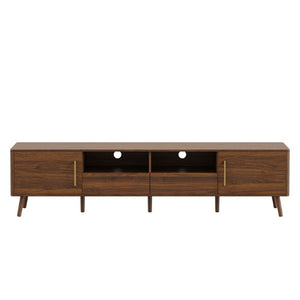 English Elm 78-Inch Walnut Entertainment Console with Solid Wood Legs Soft-Close Storage N710P496288P